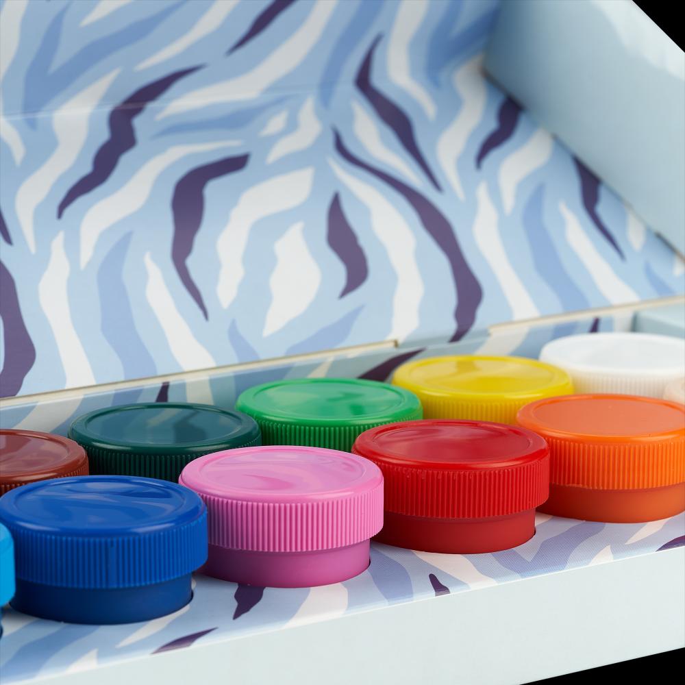 Acuarele Guase Oxford Kids Pentru Afise, Set 14 Culori, Recipient 20ml, Include Auriu, Argintiu Si Culoarea Pielii, Motiv Zebra