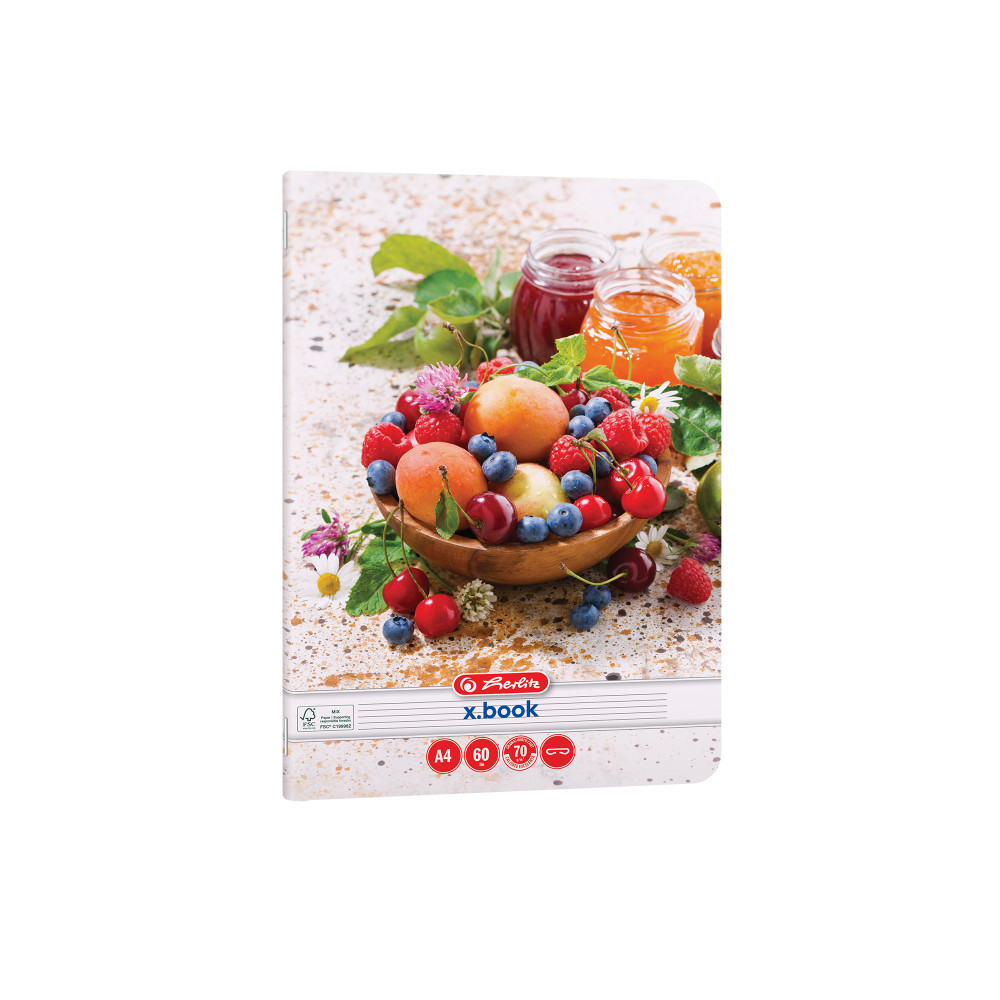 Caiet A4 60 File, Hartie 70g/mp Fsc Mix, Dictando, Colturi Rotunjite, Motiv Healthy Snack Caiet A4 60 File, Hartie 70g/mp Fsc Mix, Dictando, Colturi Rotunjite, Motiv Healthy Snack