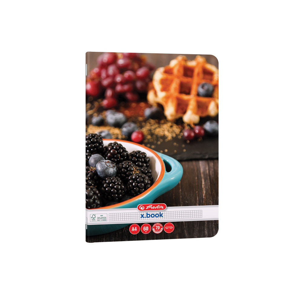 Caiet A4 60 File, Hartie 70g/mp Fsc Mix, Patratele, Colturi Rotunjite, Motiv Healthy Snack Caiet A4 60 File, Hartie 70g/mp Fsc Mix, Patratele, Colturi Rotunjite, Motiv Healthy Snack