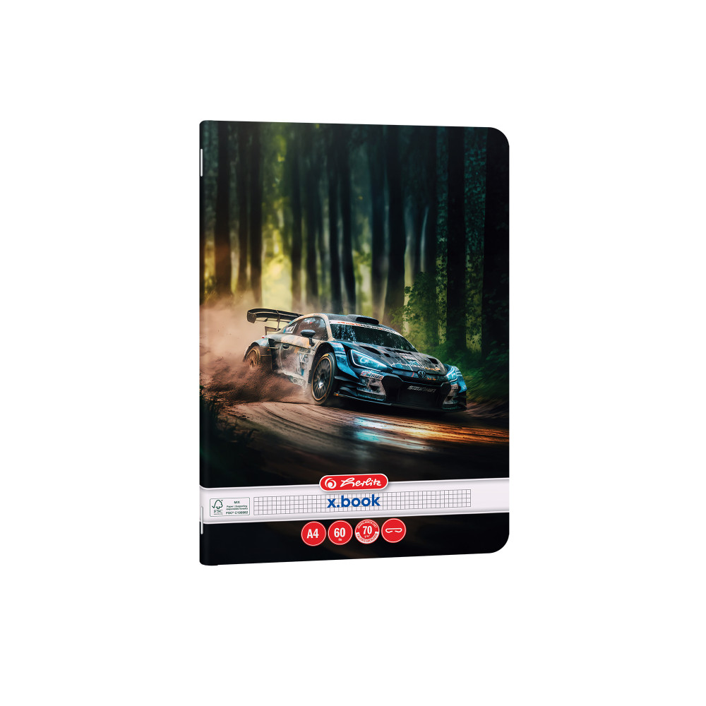 Caiet A4 60 File, Hartie 70g/mp Fsc Mix, Patratele, Colturi Rotunjite, Motiv Race Cars Caiet A4 60 File, Hartie 70g/mp Fsc Mix, Patratele, Colturi Rotunjite, Motiv Race Cars