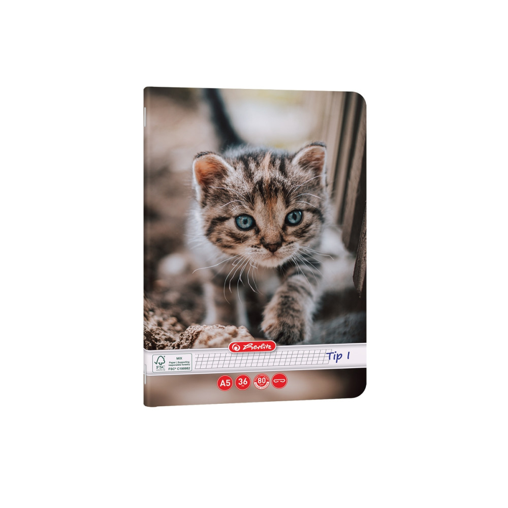 Caiet A5 36 File, Tip I, Hartie 80g/mp Fsc Mix, Motiv Cats   Dogs