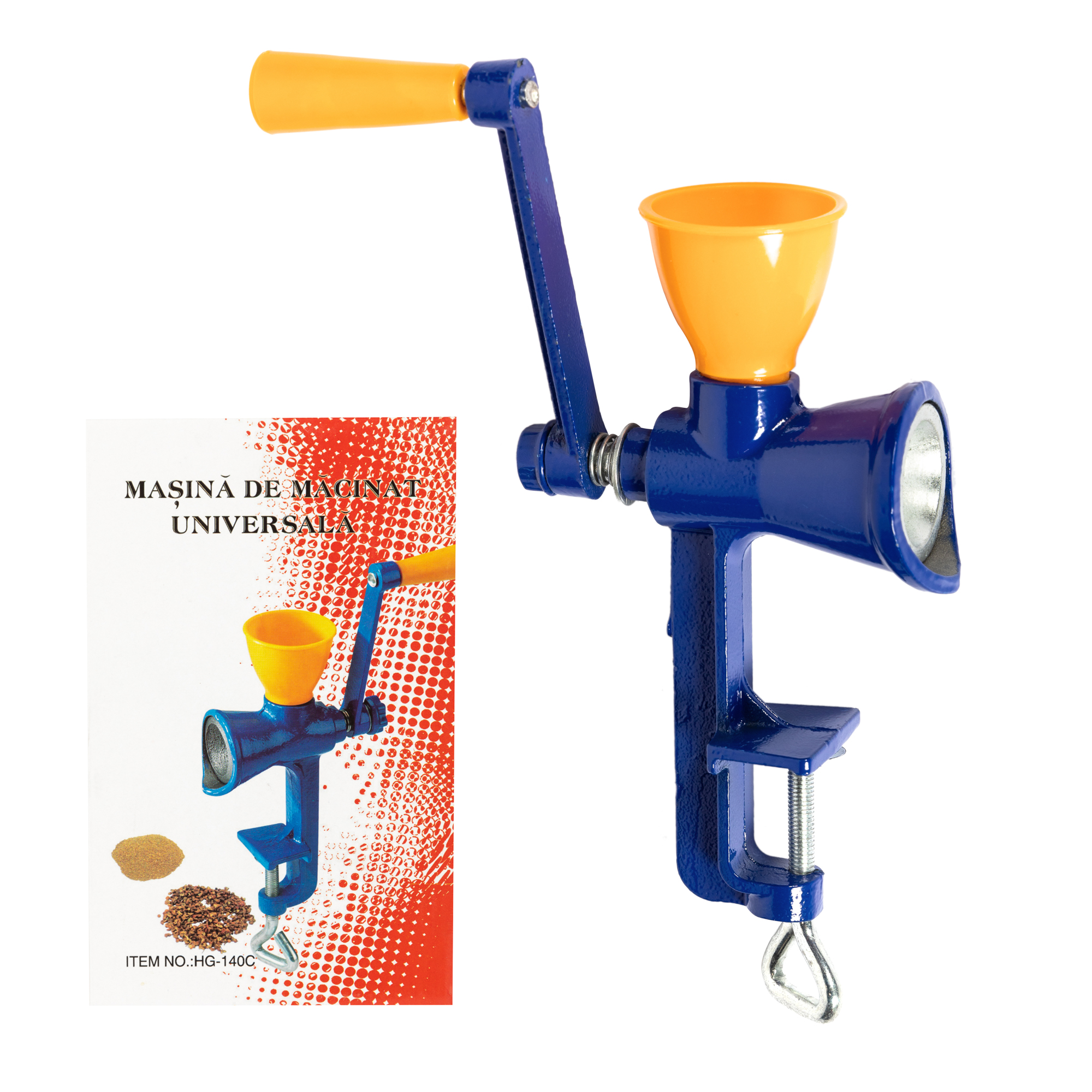 Masina Manuala Pentru Macinat Zahar, Piper, Cafea, Material Fonta, Culoare Albastra