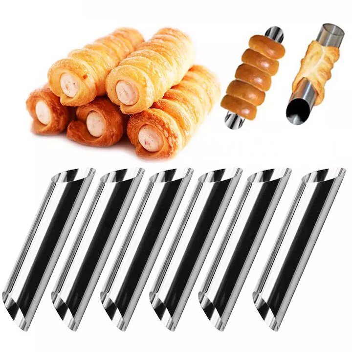 Set 6 Forme Cilindrice Pentru Rulouri, Inaltime 12.5 Cm, Diametru 2.5 Cm, Realizat Din Aluminiu Rezistent