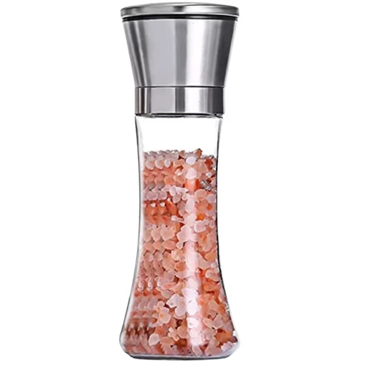 Rasnita Pentru Sare Sau Piper Din Inox, Dimensiune 19x6 Cm, Suport Sticla + Capac Din Inox