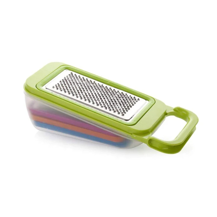 Set 4 Razatori Cu Recipient, Dimensiune 25x10x8 Cm, Multicolor, Material Plastic Si Inox