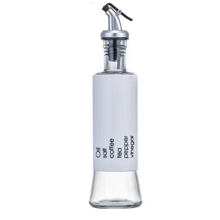 Oliviera Din Sticla Pentru Ulei Si Otet, Capacitate 300 Ml, Dimensiune 25,5x6,5 Cm, Culoare Alba