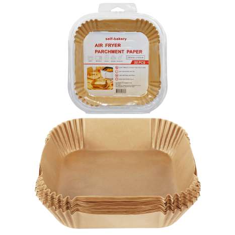 Set 50 Hartii De Copt Pentru Friteuza, Forma Patrata, Dimensiuni 20x20x4.5 Cm,