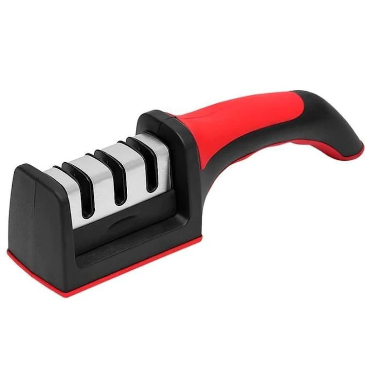 Dispozitiv Pentru Ascutit Cutite Cu Maner Antialunecare, 3 Nivele Ascutire