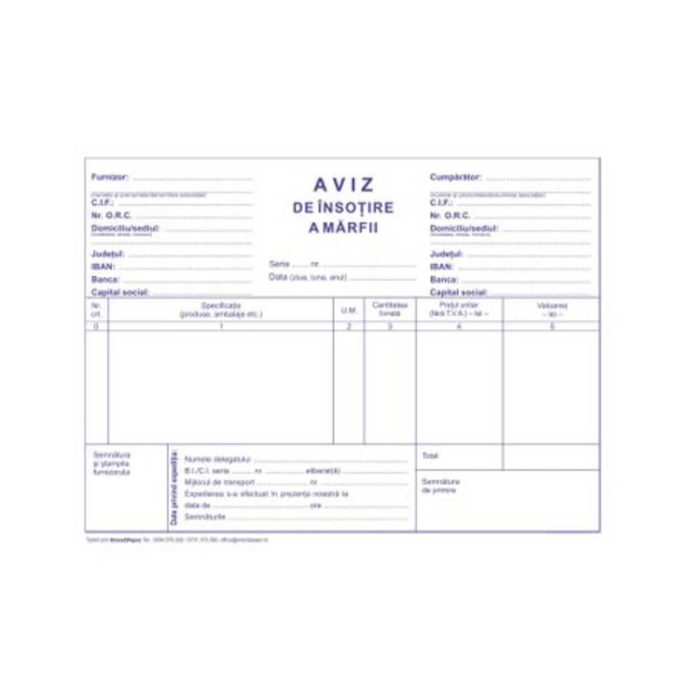 Avize Insotire Marfa A5, 3 Ex, 50 Seturi/Carnet, Formular Tipizat Autocopiativ, Set Avize Insotire Marfa, Avize Insotirea Marfii A5, Set Avize Marfa A5, Formulare Tipizate Autocopiative, Aviz Insotirea Marfii Autocopiativ