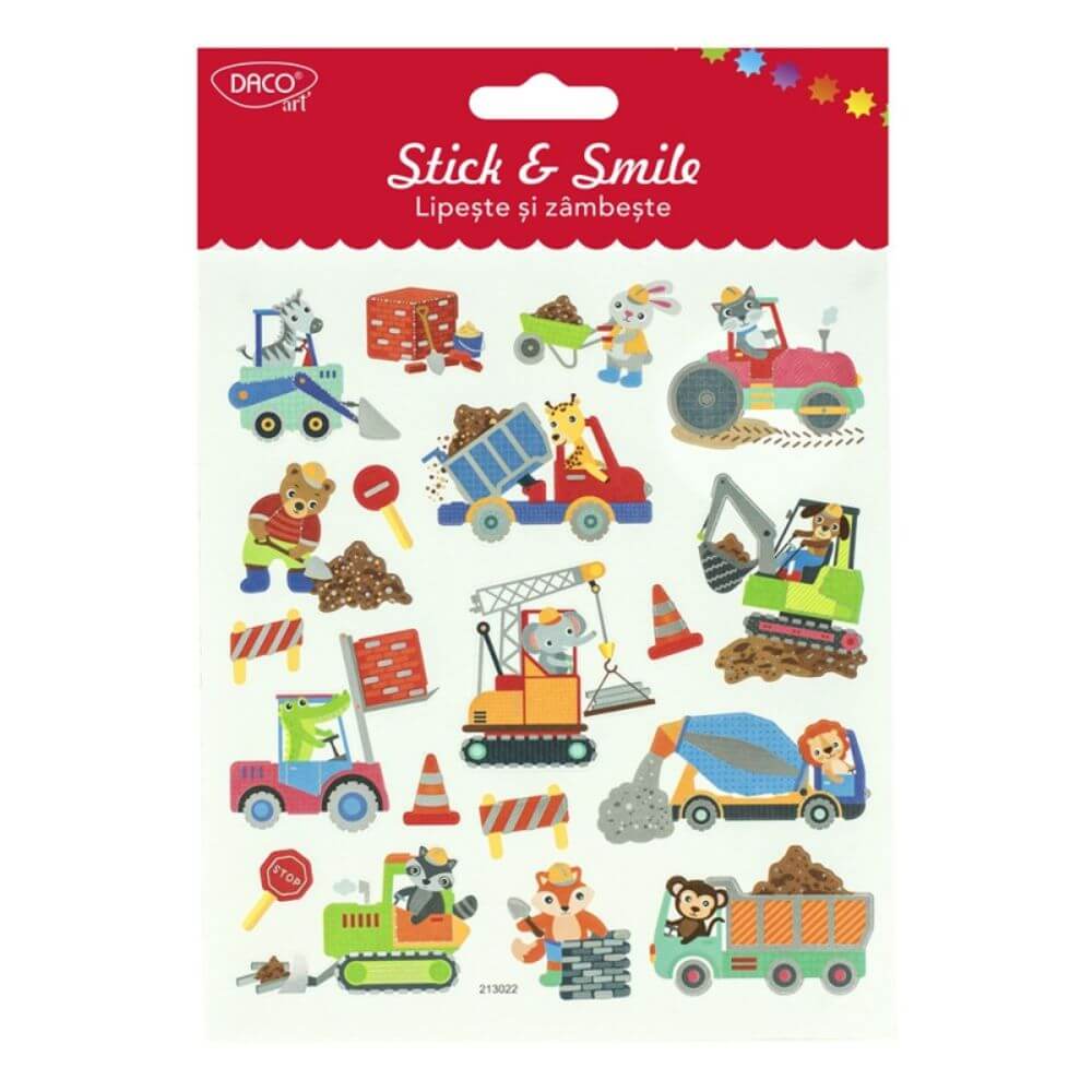 Abtibilduri DACO, Lipeste si Zambeste, Model Masini Scule, 39 Buc/Set, Multicolor, Autocolante Copii, Stickere Decorative, Stickere pentru Copii, Abtibilduri Copii, Abtibilduri pentru Mobila, Autocolante Mobilier, Autocolante Decorative