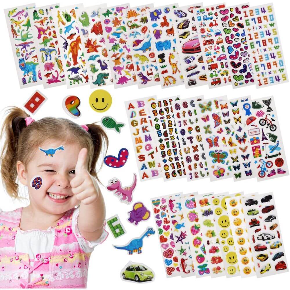 Abtibilduri DACO Lipeste si Zambeste, Model Catei, Multicolor, 68 Buc/Set, Autocolante Copii, Stickere Decorative, Stickere pentru Copii, Abtibilduri Copii, Abtibilduri pentru Mobila, Autocolante Mobilier, Autocolante Decorative