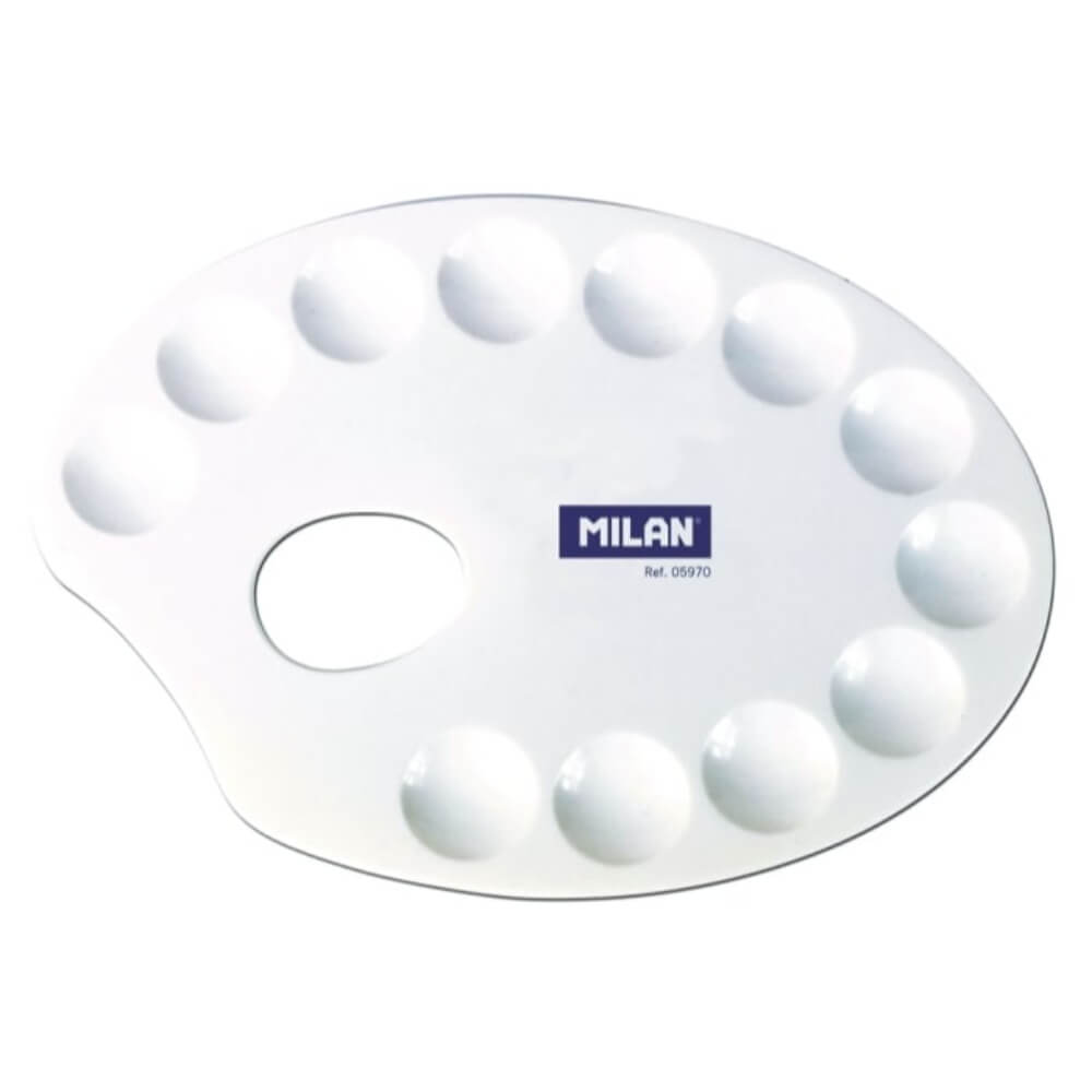 Paleta Acuarela Pictura MILAN, Paleta pentru Amestecat Culori, Plastic, Culoare Alba, Paleta Pictura, Paleta pentru Acuarele, Paleta din Plastic pentru Pictura, Paleta Pictura Plastic, Paleta Creare Nuante, Palete Culori, Auxiliare Pictura