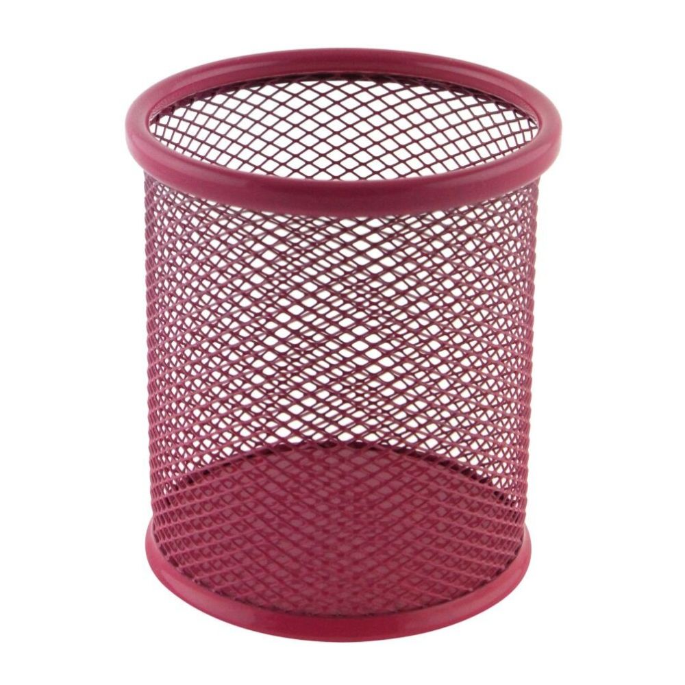 Suport Birou Cilindric ECADA, 9x10 cm, Plasa Metalica, Roz, Suport pentru Pixuri, Suport pentru Pensule, Suport pentru Creioane, Suport pentru Markere, Suport Pixuri Birou, Organizator Pixuri, Suport Instrumente de Scris Birou