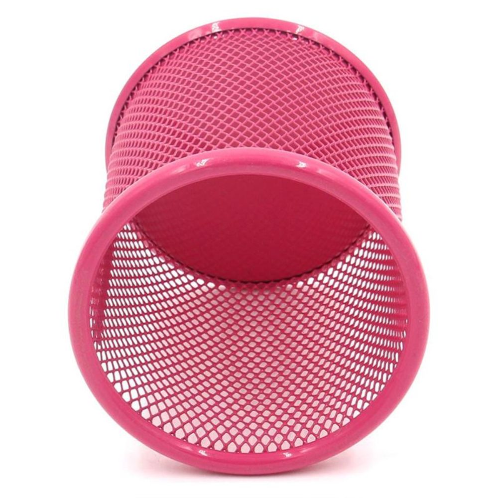 Suport Birou Cilindric ECADA, 9x10 cm, Plasa Metalica, Roz, Suport pentru Pixuri, Suport pentru Pensule, Suport pentru Creioane, Suport pentru Markere, Suport Pixuri Birou, Organizator Pixuri, Suport Instrumente de Scris Birou