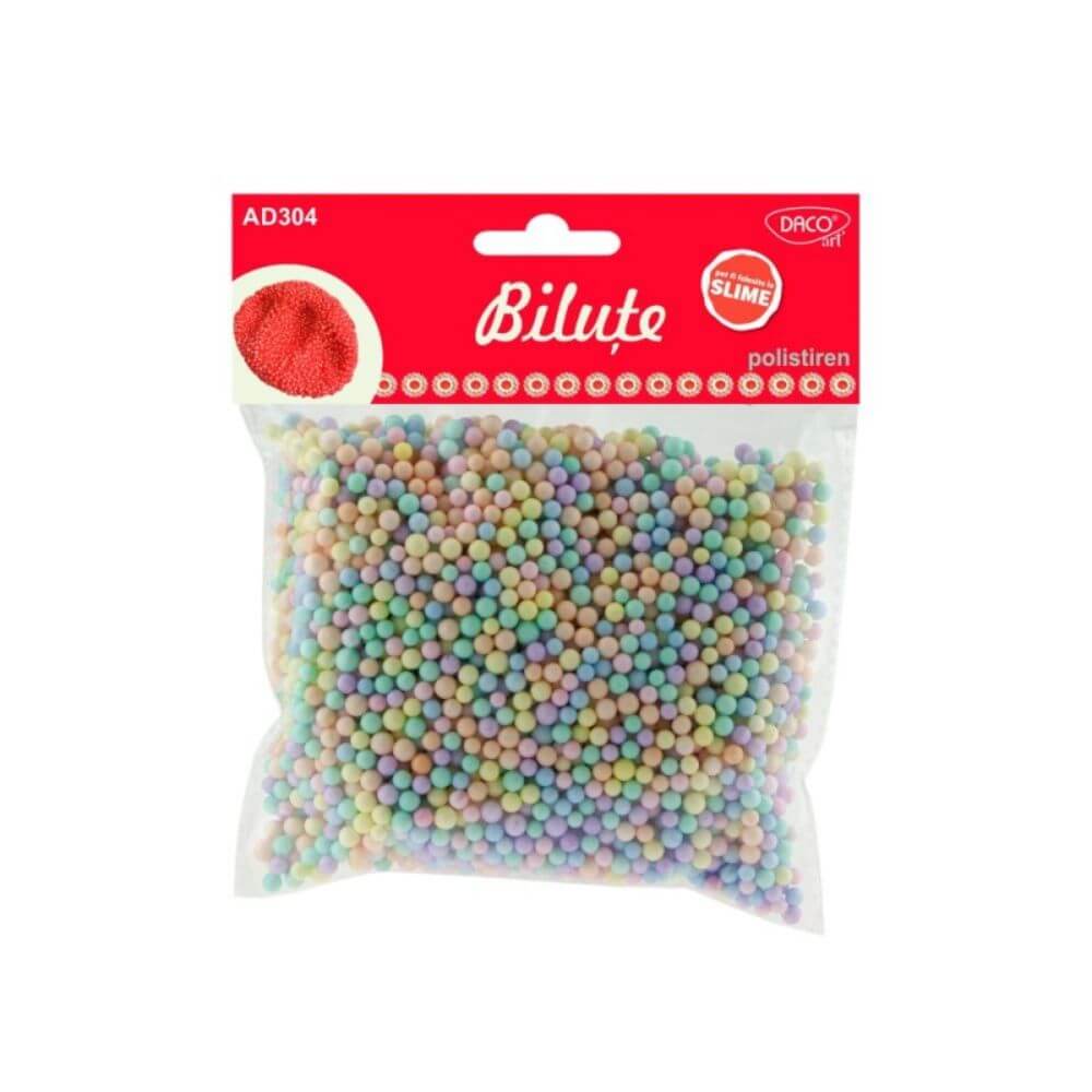 Bilute Polistiren DACO, Multicolor, 2-6 mm,15 g, Accesorii Craft, Accesorii Creatie, Bilute pentru Slime, Bilute Polistiren pentru Slime, Bilute de Polistiren, Bile din Polistiren, Bile Polistiren, Bile Polistiren Colorate, Bilute Colorate Polistiren