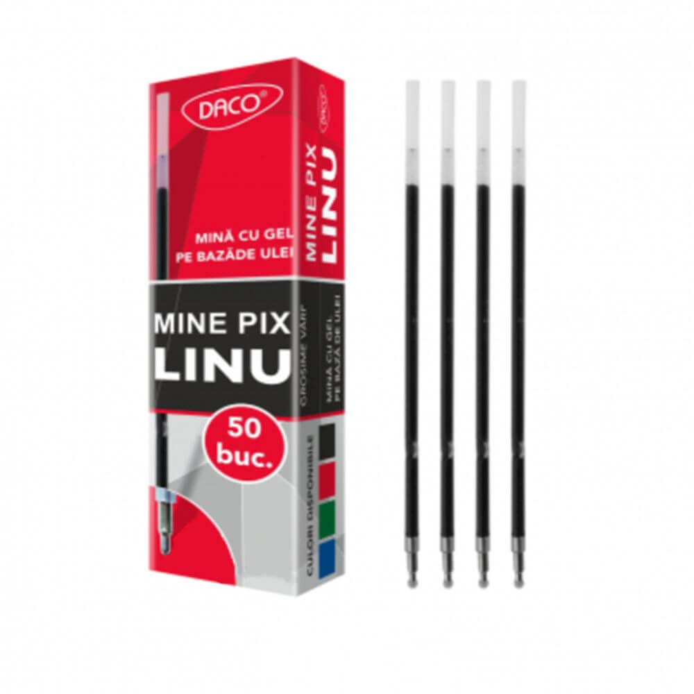 Set 50 Mine Pix, DACO, 0.7 mm, Negru, Set de Mine Negre pentru Pixuri, Set Rezerve Pix, Mine pentru Pixuri, Mine Pixuri Negre, Mina pentru Pix Negru, Rezerve Mina Pix, Rezerve pentru Pixuri, Rezerve Pix DACO, Rezerve Mine DACO