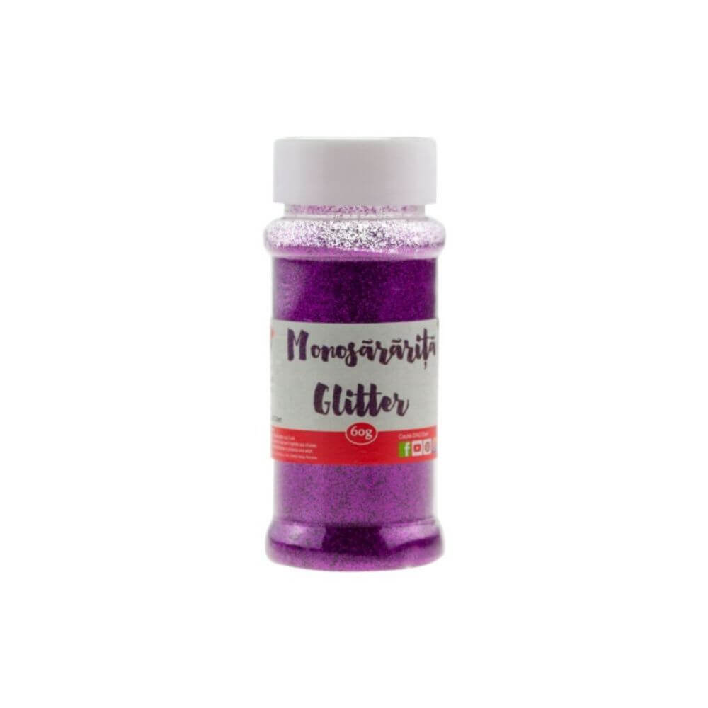 Pudra Glitter Monosararita DACO, Cantitate 60 g, Culoare Mov, Pudra Glitter Mov, Pudra Monosararita, Pudra Glitter Monosararita, Sclipici Mov, Sclipici Pulbere Mov, Pulbere Colorata Glitter, Sclipici Colorat Pentru Craft, Glitter