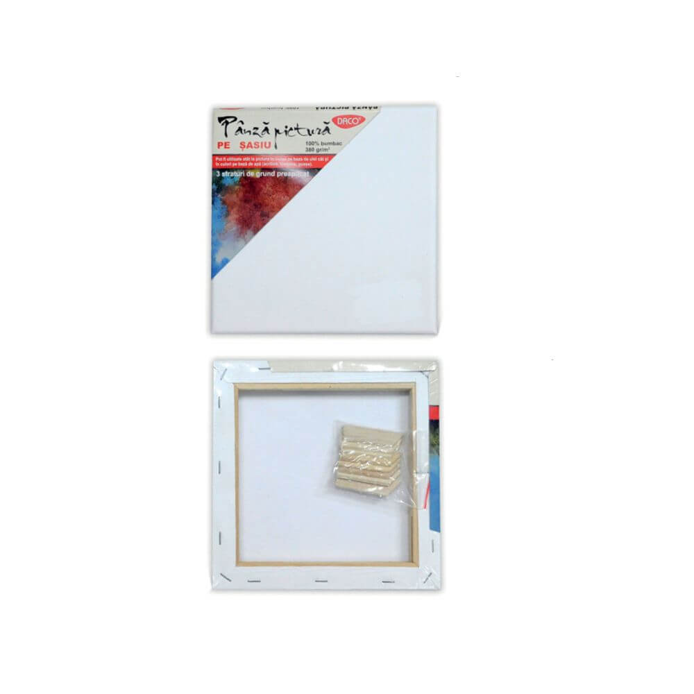 Panza Pictura pe Sasiu Daco, 20x20 cm, 380 g/mÂ², 3 Straturi de Grund Preaplicat, Panza pentru Pictura, Panze Pictura, Panza Bumbac Pictura, Panze Bumbac Pictura, Panza pentru Pictat, Panza de Pictat, Panza pe Sasiu Bumbac, Sasiu cu Panza