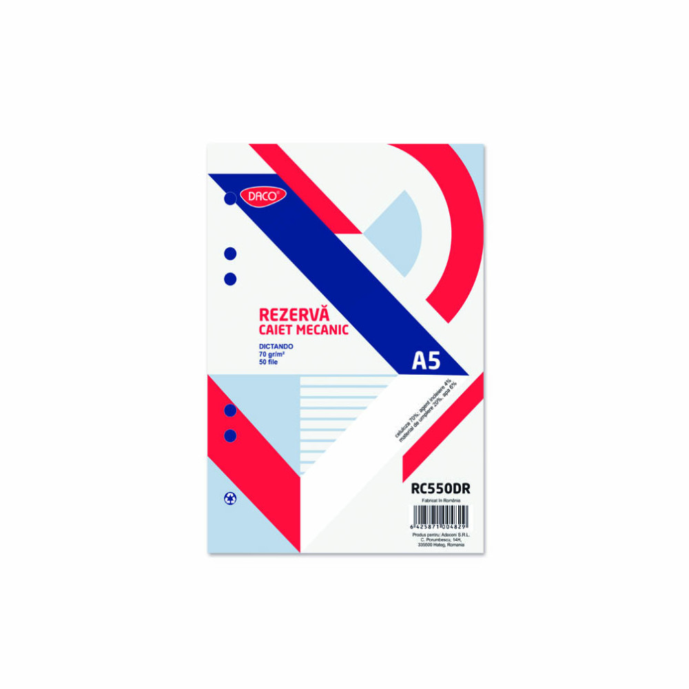 Rezerva Caiet Mecanic A5 50 File Daco Ar