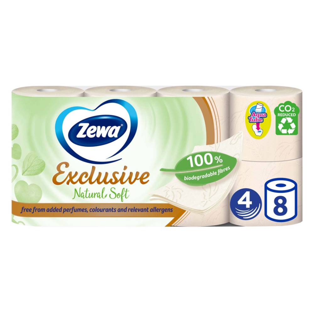Hartie Igienica Zewa Exclusive Natural Soft, 4 Straturi, 8 Buc