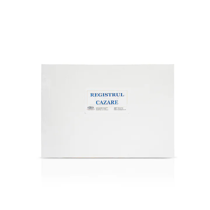 Registru Cazare A4, Tipar 1+1, Tipar Fata/verso, 100 File/carnet, Hartie Offset 55g
