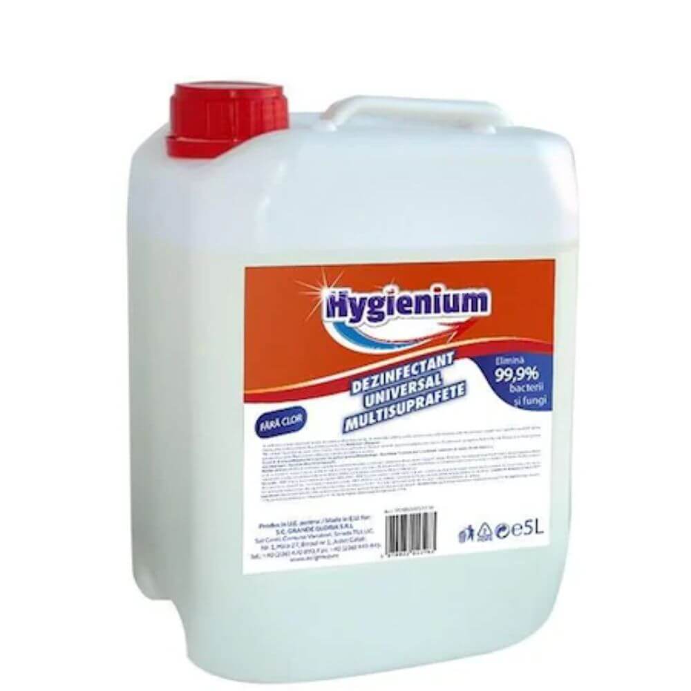 Dezinfectant Universal Hygienium, 5 L, Dezinfectant Multisuprafete, Dezinfectant Universal Multisuprafete, Solutie Dezinfectanta Universala, Dezinfectant pentru Suprafete, Bidon Dezinfectant, Dezinfectant Lichid, Solutie Lichida Dezinfectanta Dezinfectant Universal Hygienium, 5 L, Dezinfectant Multisuprafete, Dezinfectant Universal Multisuprafete, Solutie Dezinfectanta Universala, Dezinfectant pentru Suprafete, Bidon Dezinfectant, Dezinfectant Lichid, Solutie Lichida Dezinfectanta