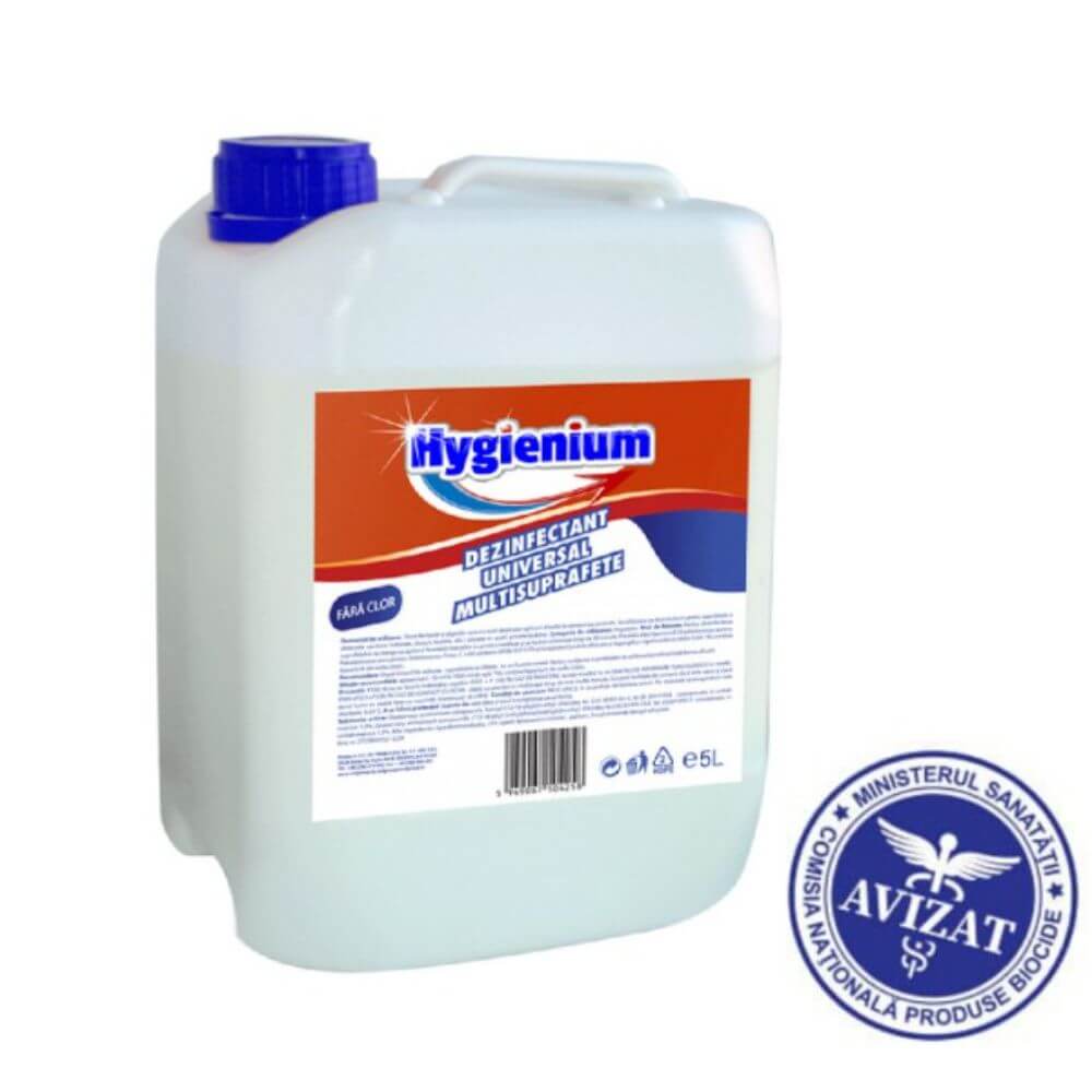 Dezinfectant Universal Hygienium, 5 L, Dezinfectant Multisuprafete, Dezinfectant Universal Multisuprafete, Solutie Dezinfectanta Universala, Dezinfectant pentru Suprafete, Bidon Dezinfectant, Dezinfectant Lichid, Solutie Lichida Dezinfectanta Dezinfectant Universal Hygienium, 5 L, Dezinfectant Multisuprafete, Dezinfectant Universal Multisuprafete, Solutie Dezinfectanta Universala, Dezinfectant pentru Suprafete, Bidon Dezinfectant, Dezinfectant Lichid, Solutie Lichida Dezinfectanta