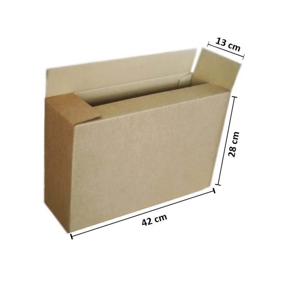 Set 10 Cutii Clasice, 420x130x280 mm, Carton Natur Ondulat in 3 Straturi, Cutie Clasica, Cutie pentru Ambalare si Depozitare, Cutie Carton, Cutie Transport, Arhivare si Organizare, Cutie Clasica Carton, Cutii Clasice din Carton, Cutie Simpla Carton