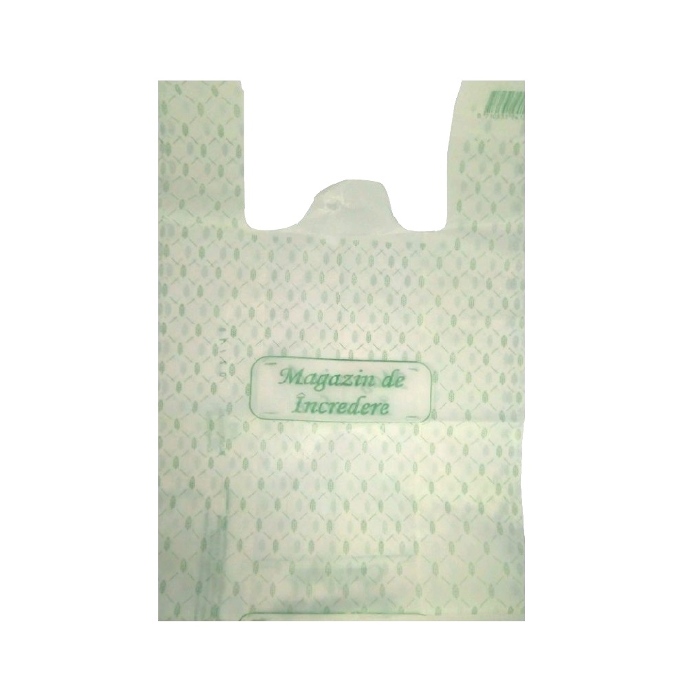 Pungi Biodegradabile Albe, Model Imprimat 24x6x44 cm, 500 Buc/Bax  - Plase Ecologice si Reciclabile