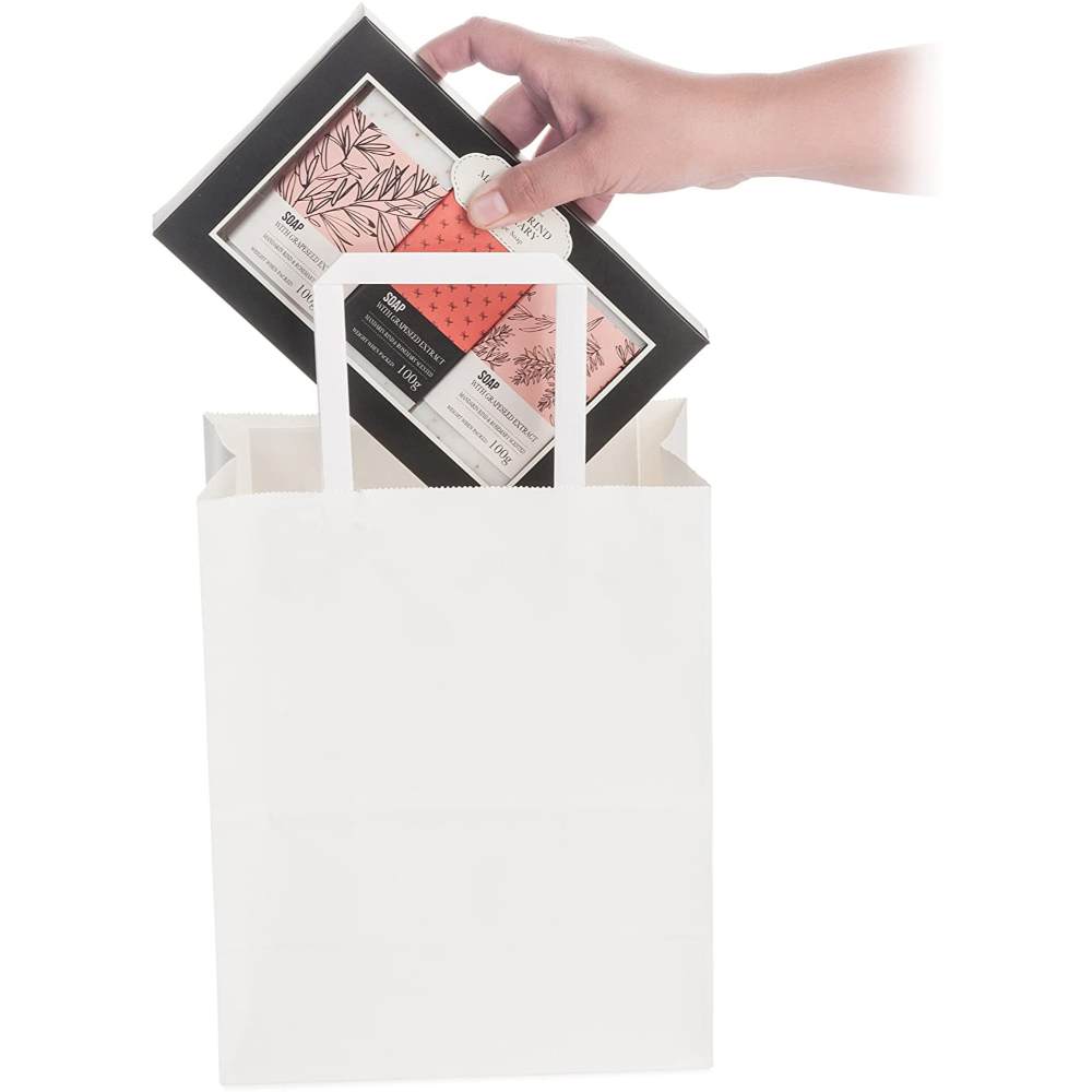 Set 250 Pungi din Hartie Alba cu Maner Plat BisBags, 30x20x33 cm, 70 g/mÂ², Sacose Cumparaturi, Sacose Livrari, Pungi Hartie Cumparaturi, Sacose Cadouri, Pungi Cadouri, Punga pentru Cadou, Sacosa de Cadou, Punga cu Maner, Pungi Albe, Pungi Hartie