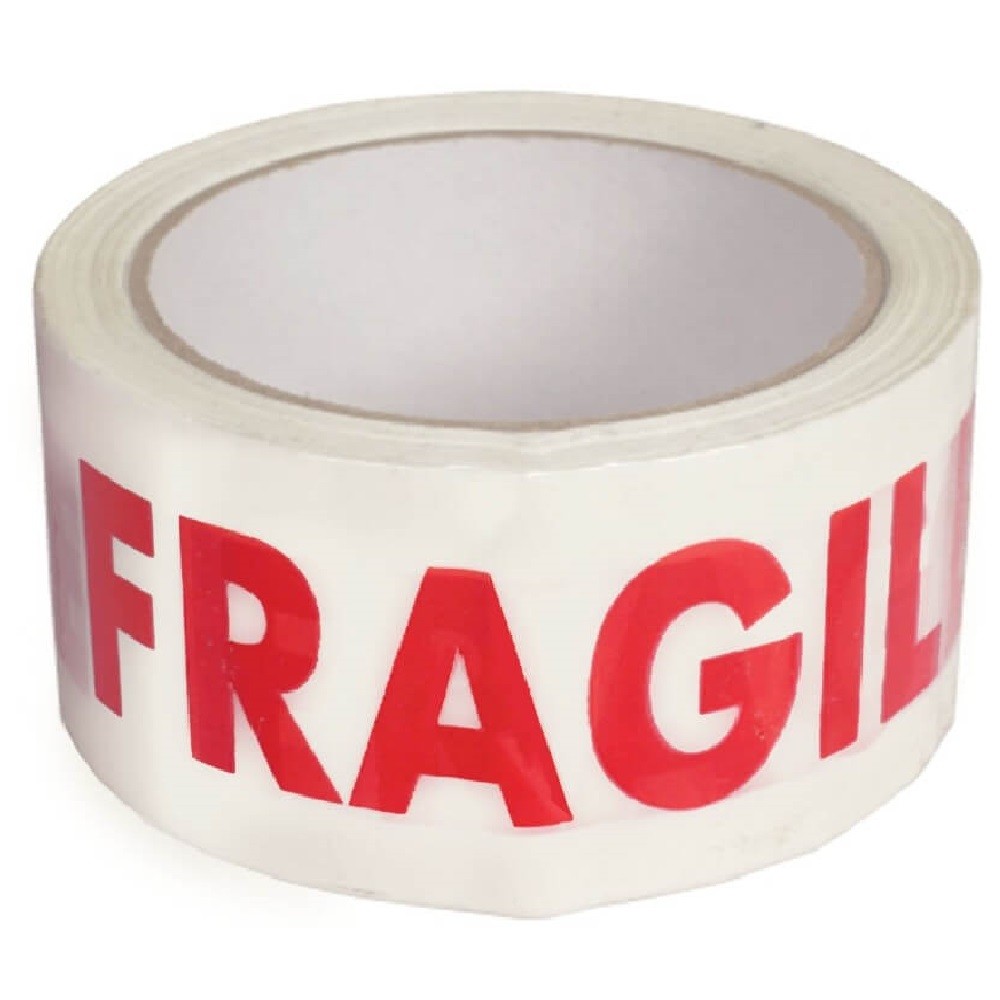 Set 6 Role Banda Adeziva Imprimata Fragil, 48mm x 60m, Banda pentru Sigilarea Coletelor Delicate, Banda Adeziva Fragil, Banda Adeziva Obiecte Fragile, Benzi Albe pentru Ambalare, Banda Ambalare, Banda Ambalare Alba, Banda Adeziva