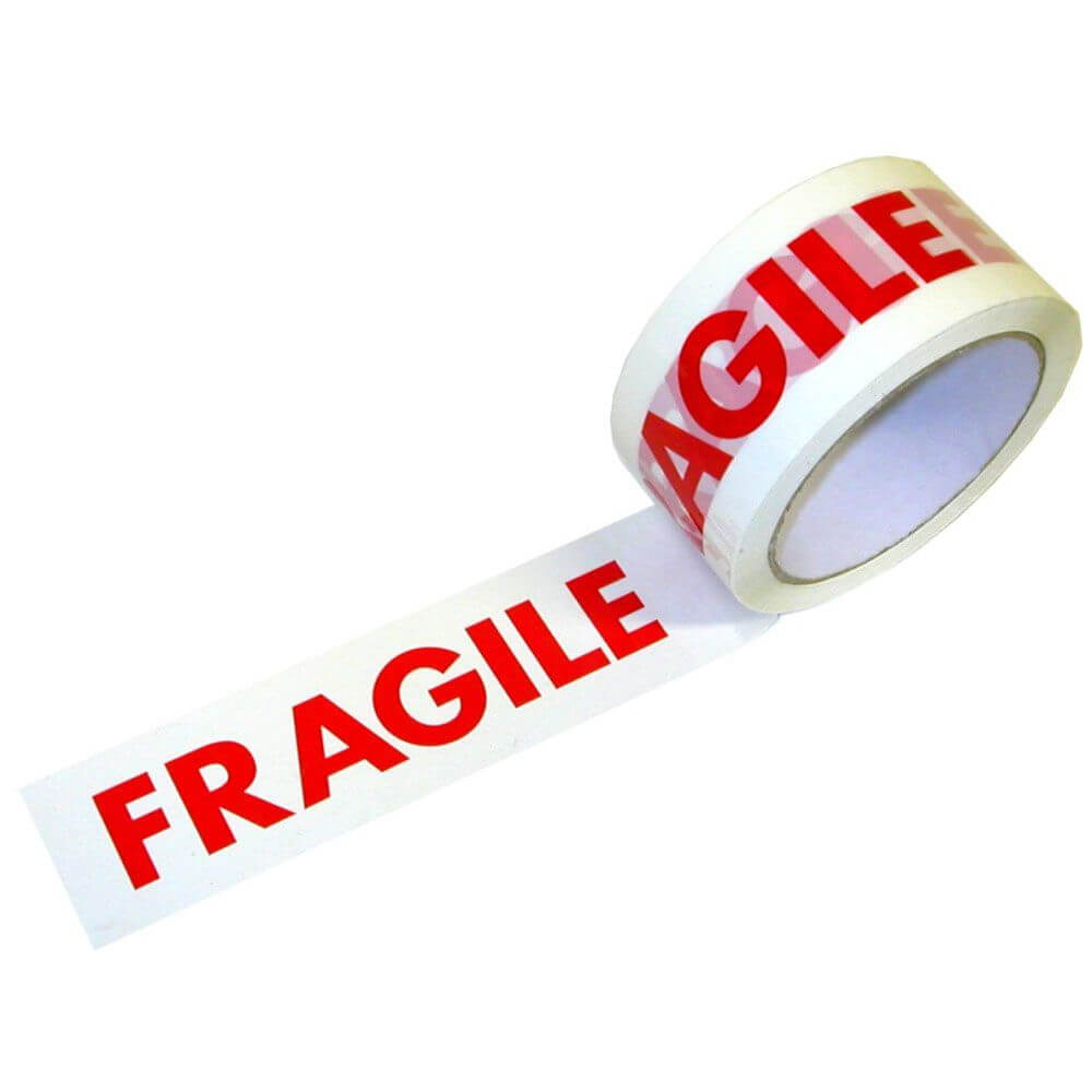 Set 6 Role Banda Adeziva Imprimata Fragil, 48mm x 60m, Banda pentru Sigilarea Coletelor Delicate, Banda Adeziva Fragil, Banda Adeziva Obiecte Fragile, Benzi Albe pentru Ambalare, Banda Ambalare, Banda Ambalare Alba, Banda Adeziva