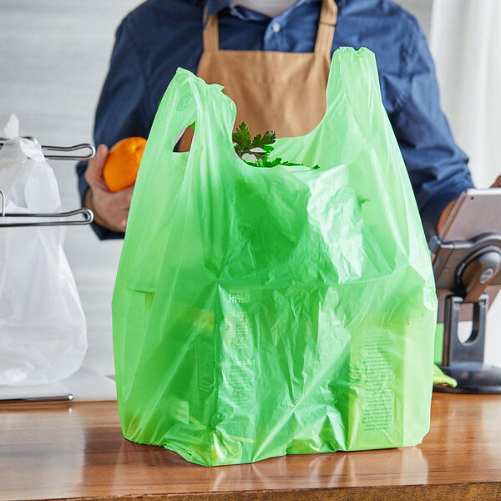 Set 50 de Pungi Biodegradabile BrandPaper, 30x9x60 cm, Verzi, Pungi Biodegradabile, Sacose din Plastic Bio, Pungi ECO, Plase Ecologice, Sacose Biodegradabile din Porumb, Saci Biodegradabili, Sacose Tip Maieu Bio