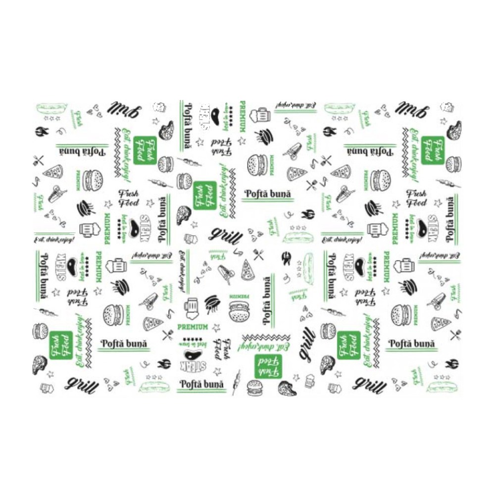 Hartie in Coala Rezistenta la Grasime Model Fresh, Dimensiune 25x35 cm, Hartie Cerata 35 g/mÂ², 3260 Coli/Bax, 10 Kg/Bax