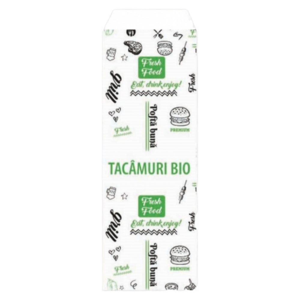 Pungi pentru Tacamuri Model FRESH, 8x24cm, Hartie Kraft Natur 40 g/mÂ², 2000 Buc/Bax