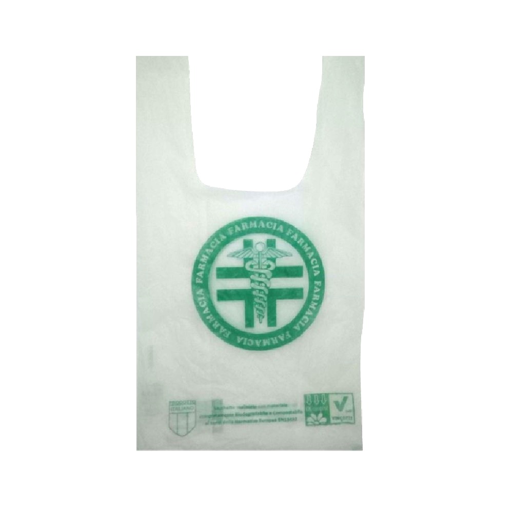 Pungi Biodegradabile Albe, 50 Buc/Bax, 24x6x44 cm, Model Farmacie, Plase Ecologice, Pungi Farmacie Biodegradabile, Plase pentru Farmacie, Pungi Albe Farmacie