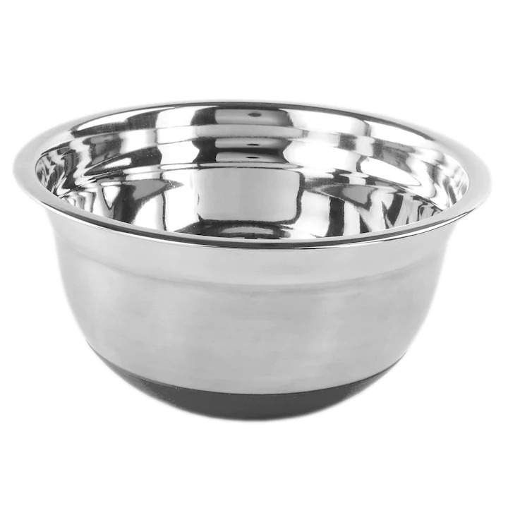 Bol Din Inox Satinat Cu Baza Antiaderenta Din Silicon, Dimensiune 30 Cm