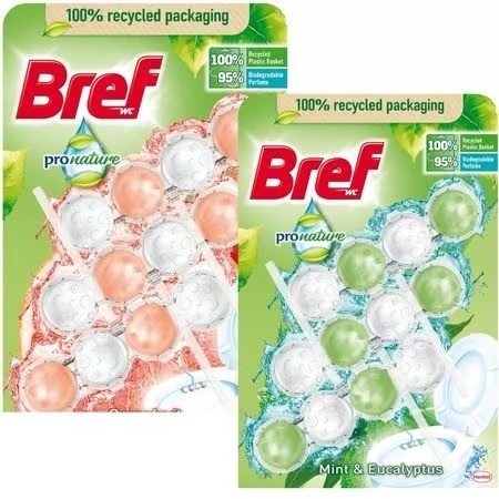Odorizant Toaleta Bref Premium Power Active Eucalyptus, 3 Buc/set, 50 Gr/buc, Sistem De Prindere