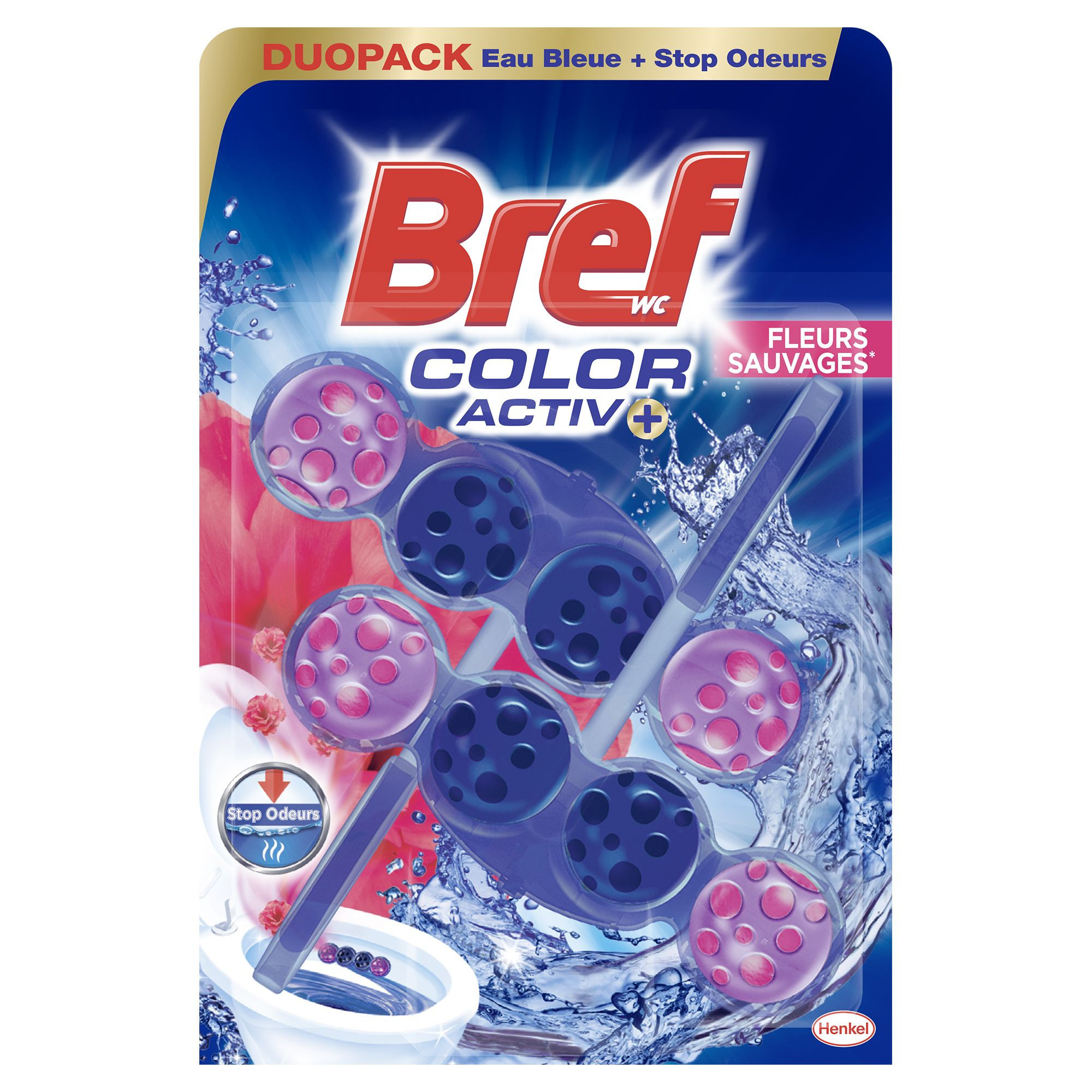 Odorizant Toaleta Bref Power Aktiv, Flower Field, 3 Buc/set, 50 Gr/buc, Parfum De Floral