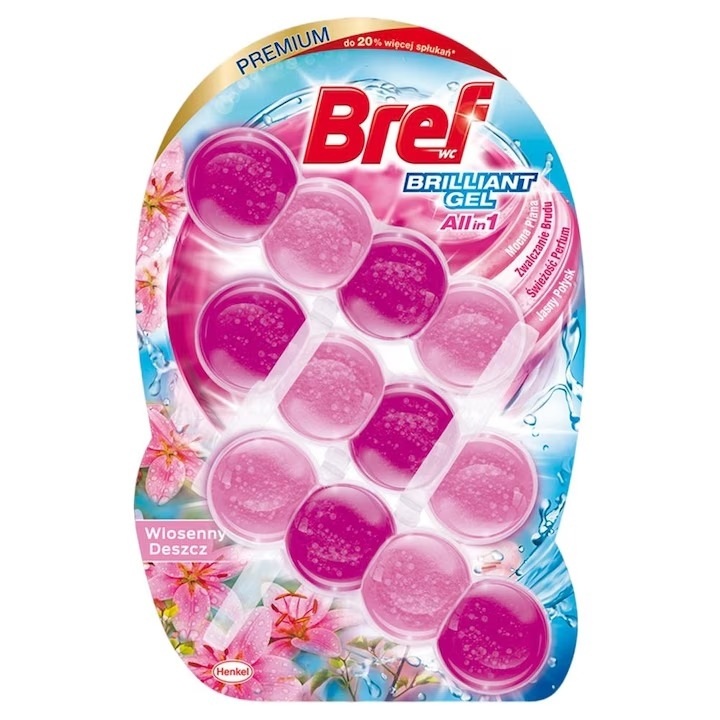 Odorizant Toaleta Bref Brilliant Gel Spring Rain 3 Buc X 42g