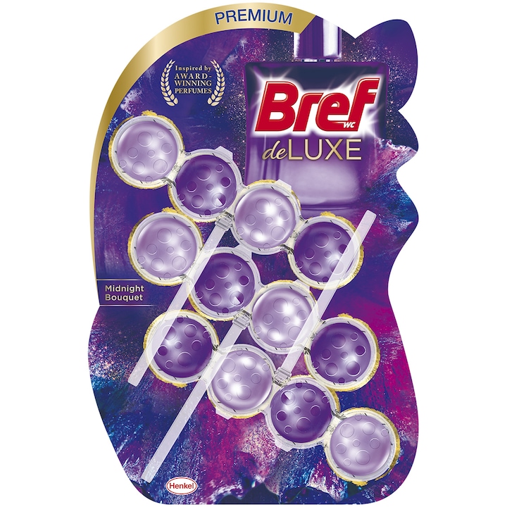 Odorizant Toaleta Bref Premium DeLuxe Midnight Bouquet, 3 Buc x 50 g Odorizant Toaleta Bref Premium DeLuxe Midnight Bouquet, 3 Buc x 50 g