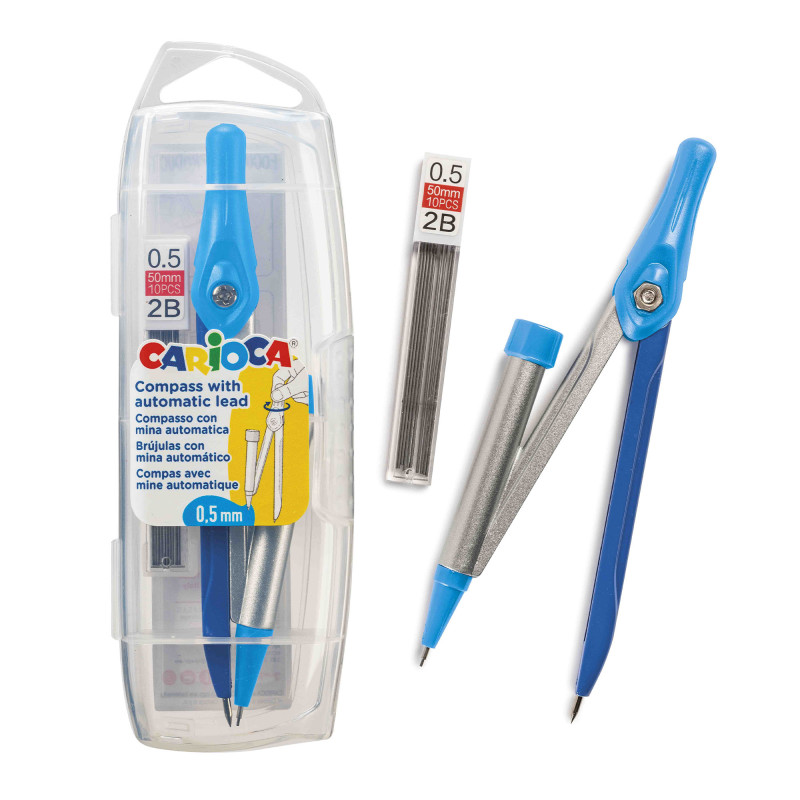 Set Compas Cu Creion 0,5 Mm Carioca + Mina