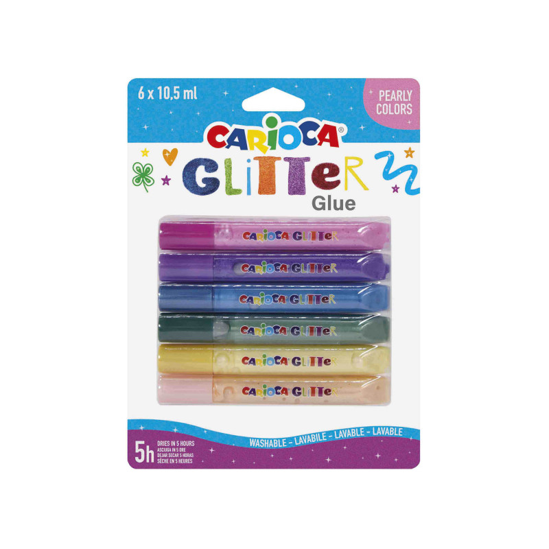 Lipici Cu Sclipici Carioca Pearly, 6 Culori X 10.5 Ml/set Lipici Cu Sclipici Carioca Pearly, 6 Culori X 10.5 Ml/set