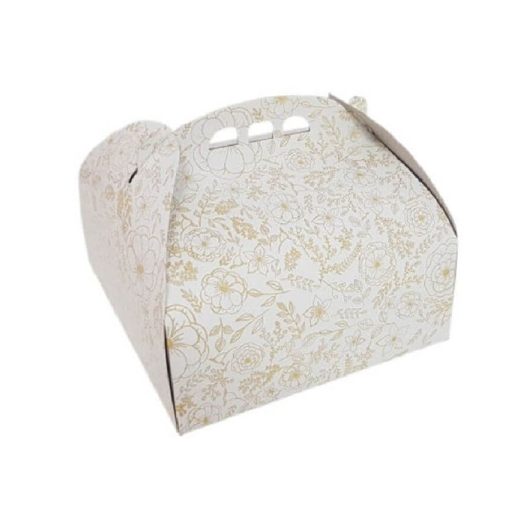 Cutii pentru Tort Model Floral CT1/2, 20x20 cm, 25 Buc/Bax, Carton Duplex - Ambalaje Patiserie