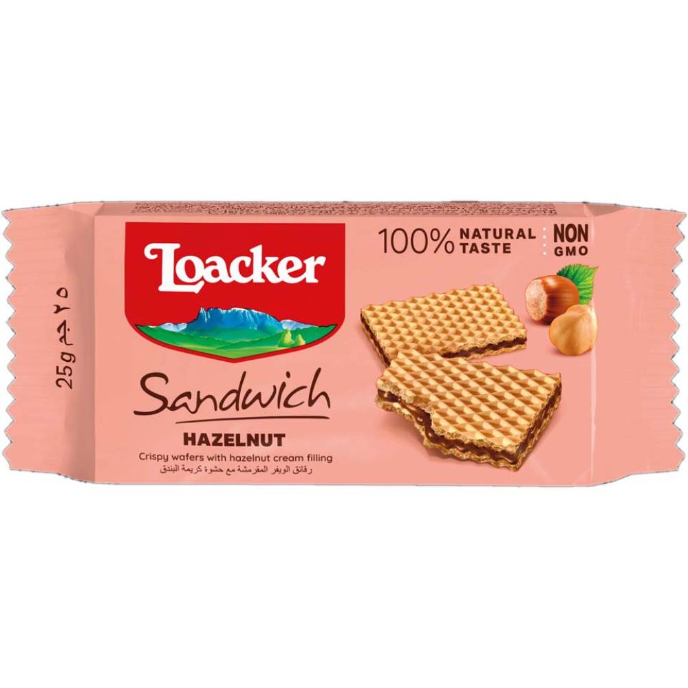Biscuiti Loacker Sandwich cu Alune, 25 g