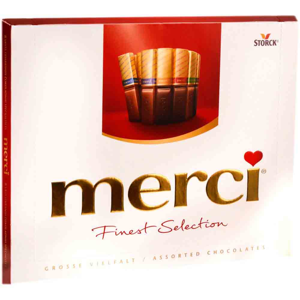Bomboane de Ciocolata Merci Asortate Rosu., 250 g