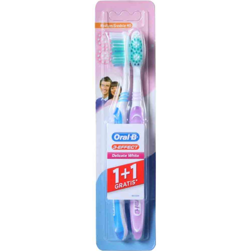 Periuta de Dinti Oral-B Delicate White 3Effect 40 Medium, 1+1 Gratis Periuta de Dinti Oral-B Delicate White 3Effect 40 Medium, 1+1 Gratis