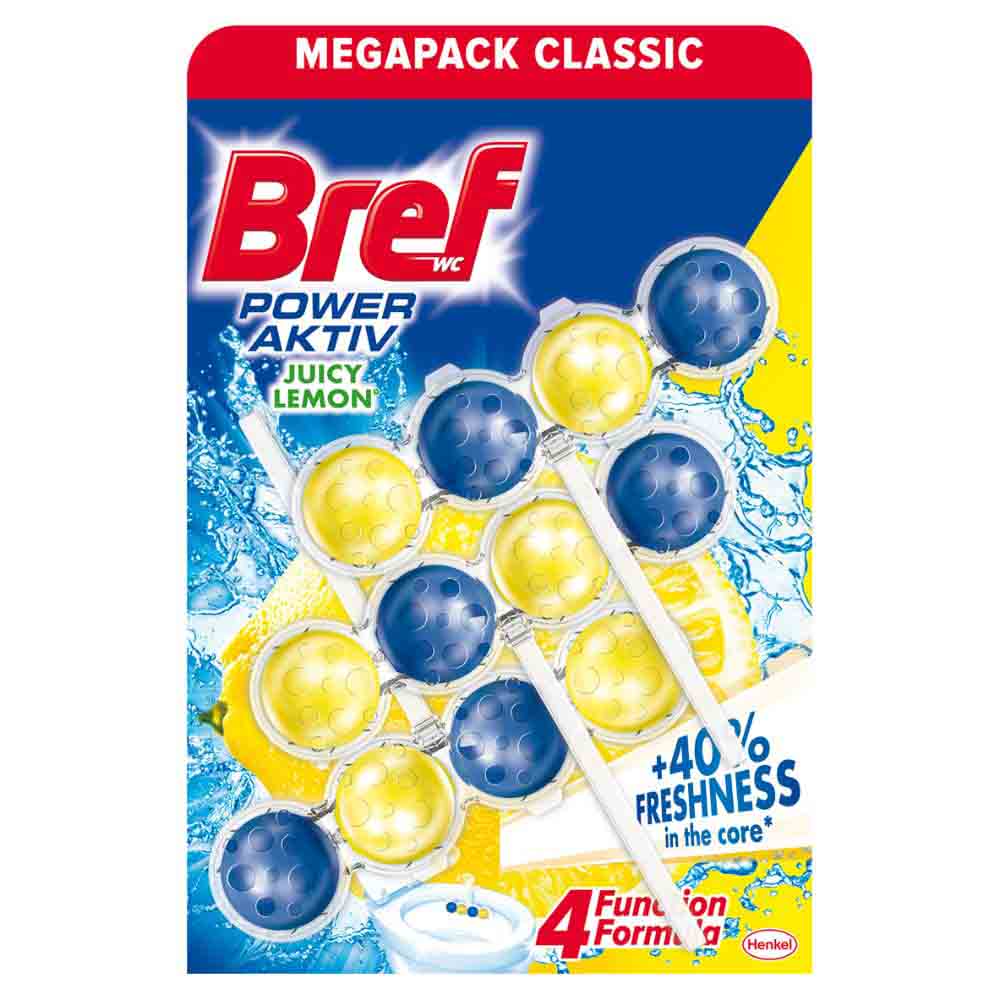 Odorizant Toaleta Bref Power Aktiv Lemon, 3 x 50 g