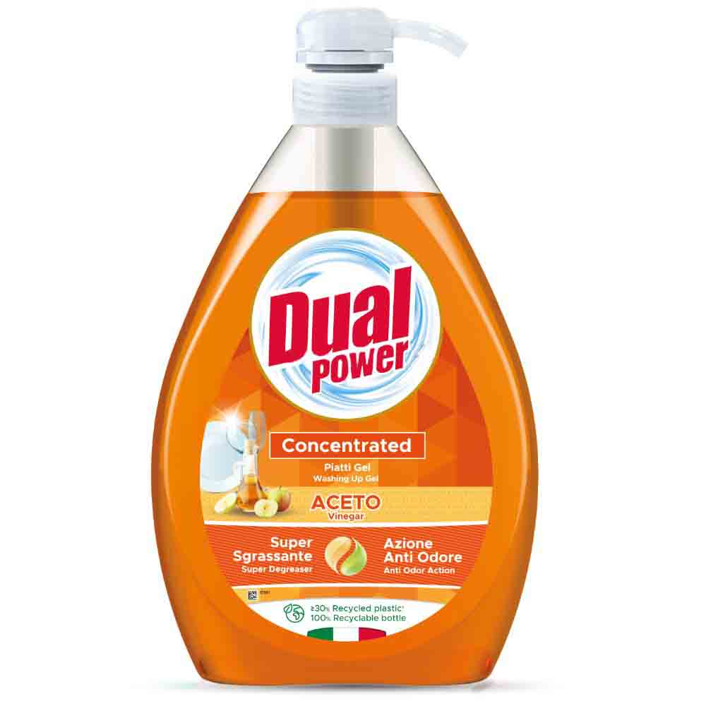 Detergent pentru Vase Dual Power cu Otet, 1000 ml Detergent pentru Vase Dual Power cu Otet, 1000 ml