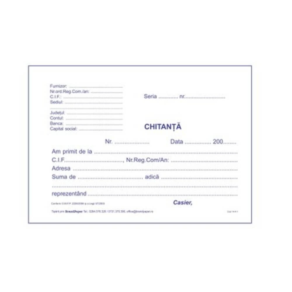 Chitantier A6, 2 Exemplare, 50 Seturi/Carnet, Formular Chitante Tipizate, Formulare 2 Ex, Chitante Tipizate Nepersonalizate, Chitante Autocopiative, Formular A6 Chitante, Tipizate Contabile, Formulare Tipizate Autocopiative, Chitante A6